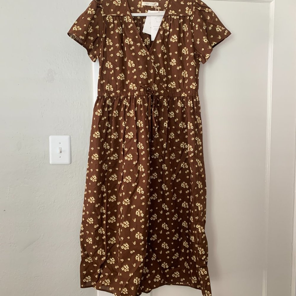 Christy Dawn The Dawn Dress Russet Floral Bouquet Brown Organic Cotton Sz M